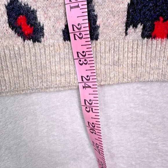 Anthro Adora Sweater Women's Small Gray/Black/Red Leopard Long Sleeve - Picture 8 of 9